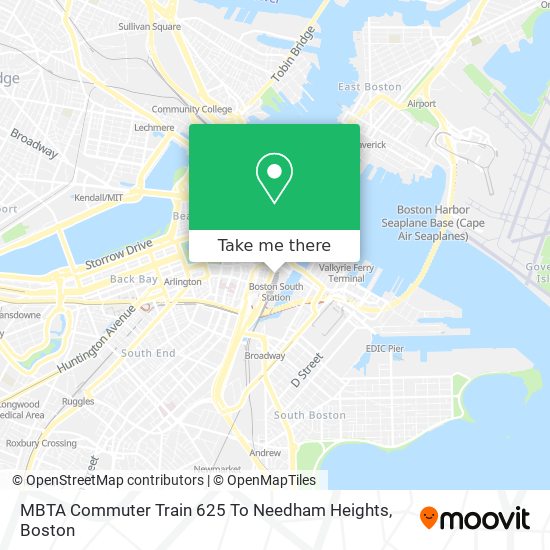MBTA Commuter Train 625 To Needham Heights map