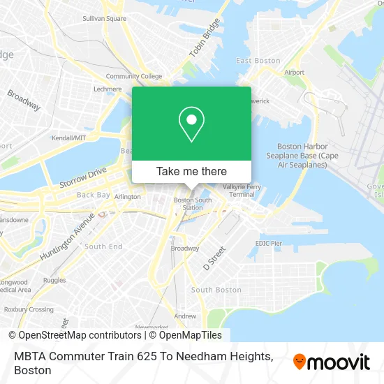 MBTA Commuter Train 625 To Needham Heights map