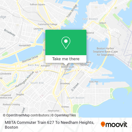 MBTA Commuter Train 627 To Needham Heights map