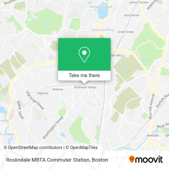 Mapa de Roslindale MBTA Commuter Station