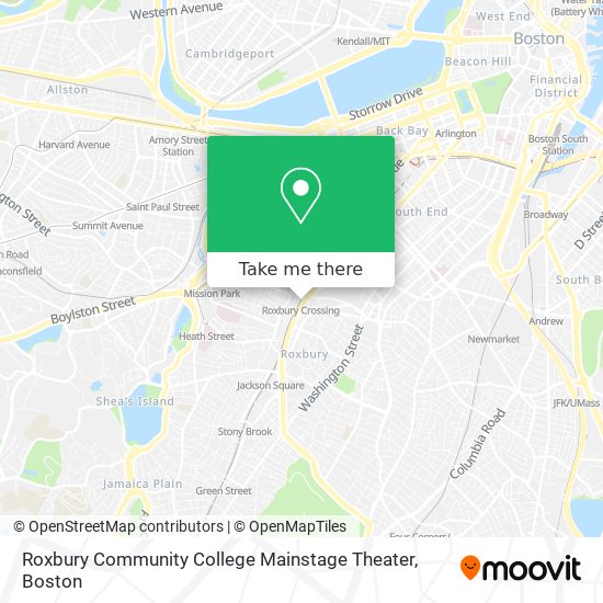 Mapa de Roxbury Community College Mainstage Theater
