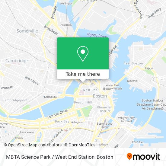 Mapa de MBTA Science Park / West End Station