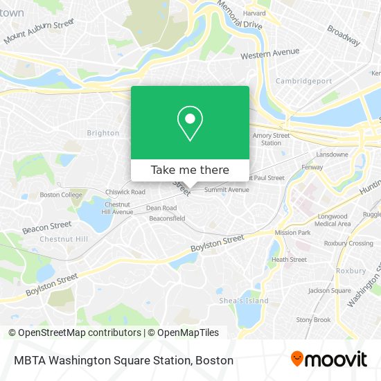 Mapa de MBTA Washington Square Station