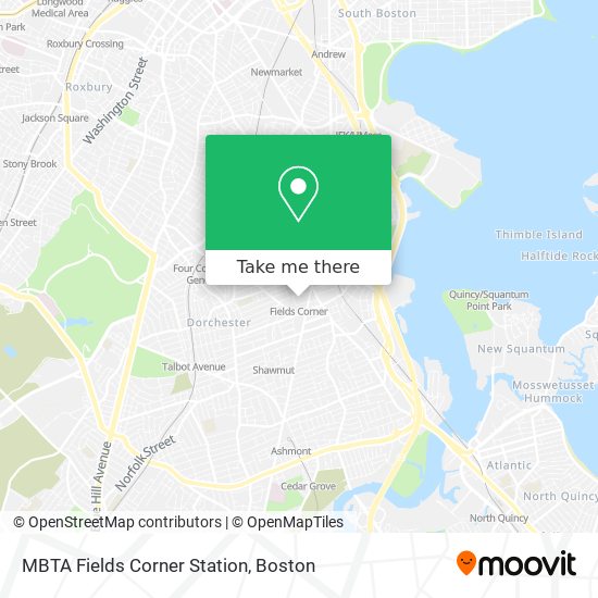 MBTA Fields Corner Station map