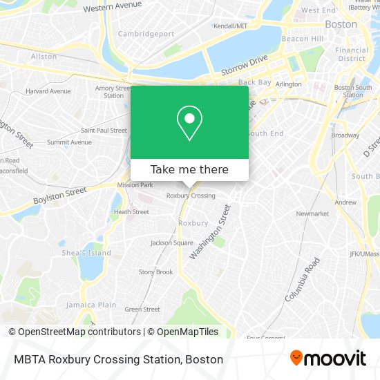 Mapa de MBTA Roxbury Crossing Station