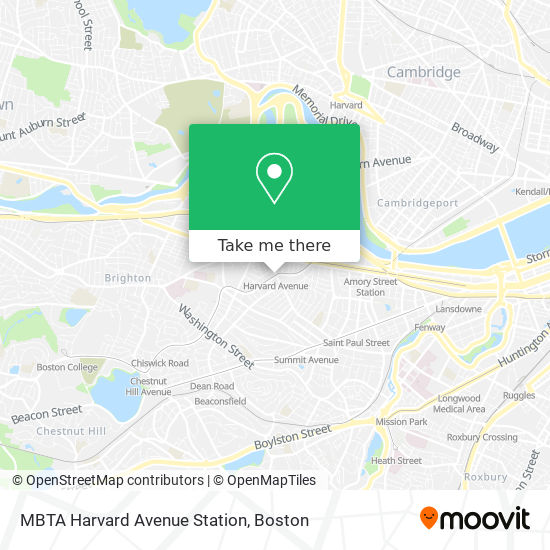 MBTA Harvard Avenue Station map