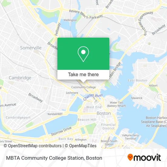 MBTA Community College Station map