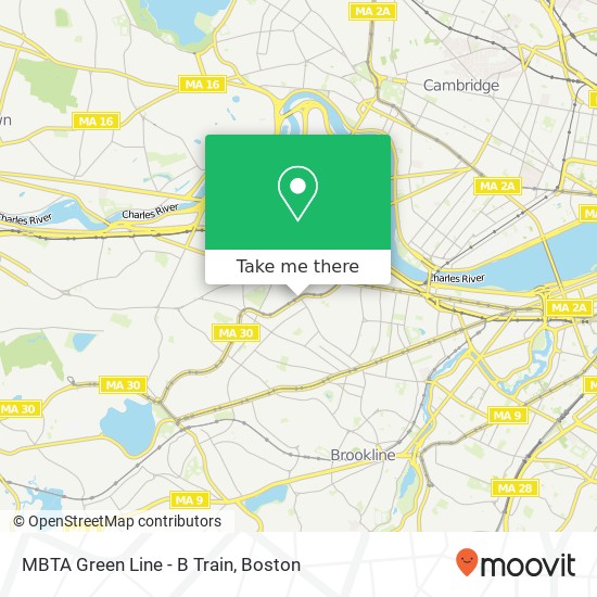 MBTA Green Line - B Train map