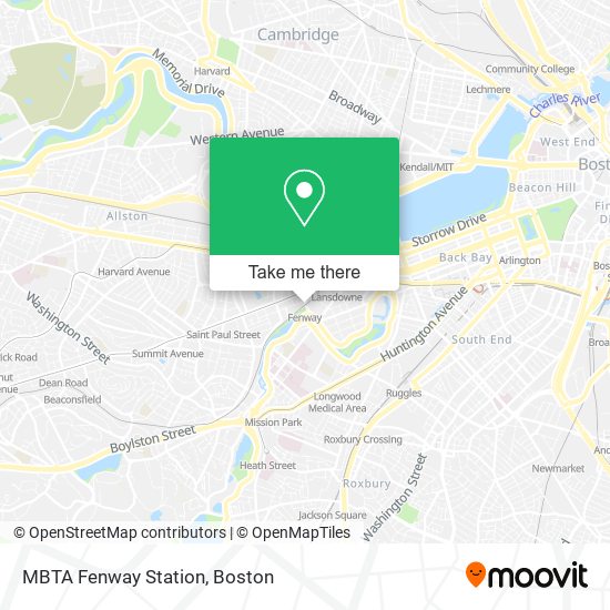 MBTA Fenway Station map