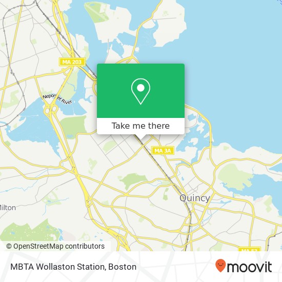 Mapa de MBTA Wollaston Station