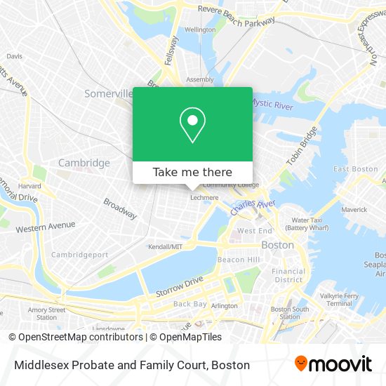 Middlesex Probate and Family Court map