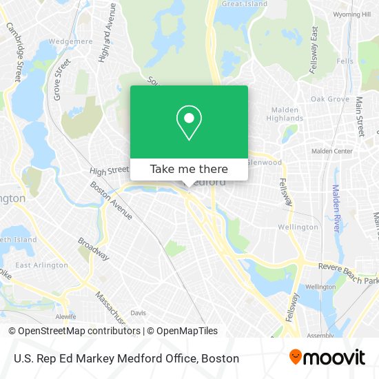 Mapa de U.S. Rep Ed Markey Medford Office