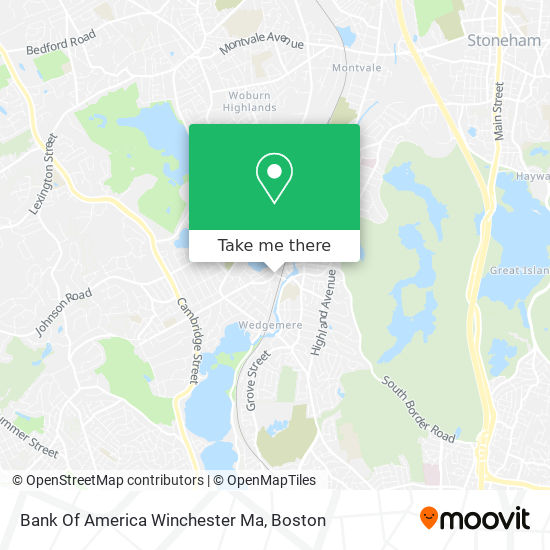 Bank Of America Winchester Ma map