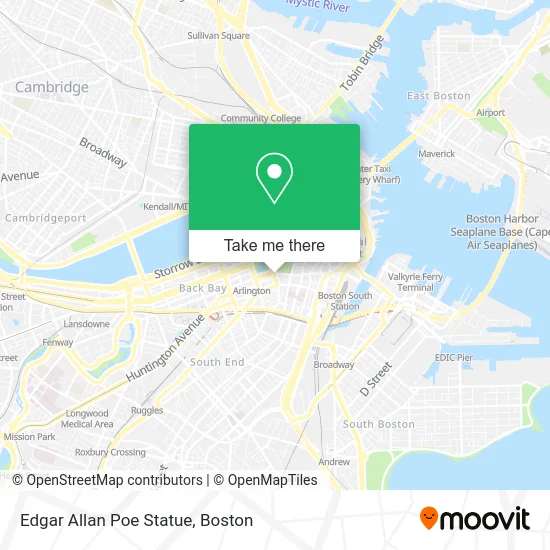 Edgar Allan Poe Statue map