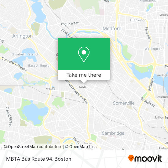 Mapa de MBTA Bus Route 94