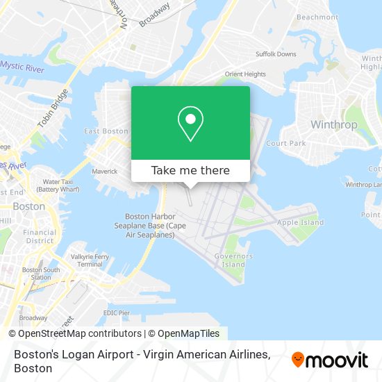 Boston's Logan Airport - Virgin American Airlines map