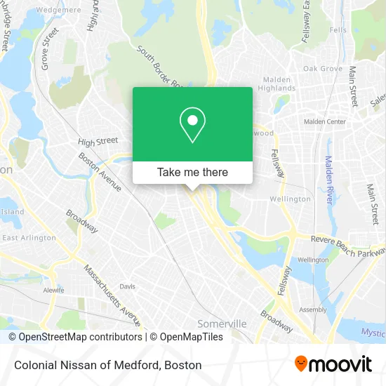 Colonial Nissan of Medford map