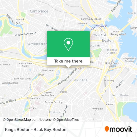 Mapa de Kings Boston - Back Bay