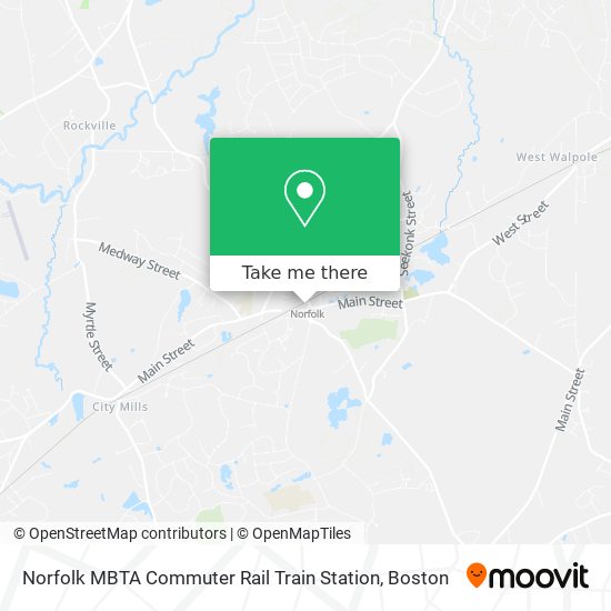 Norfolk MBTA Commuter Rail Train Station map