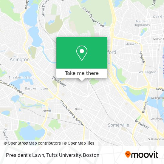 Mapa de President's Lawn, Tufts University