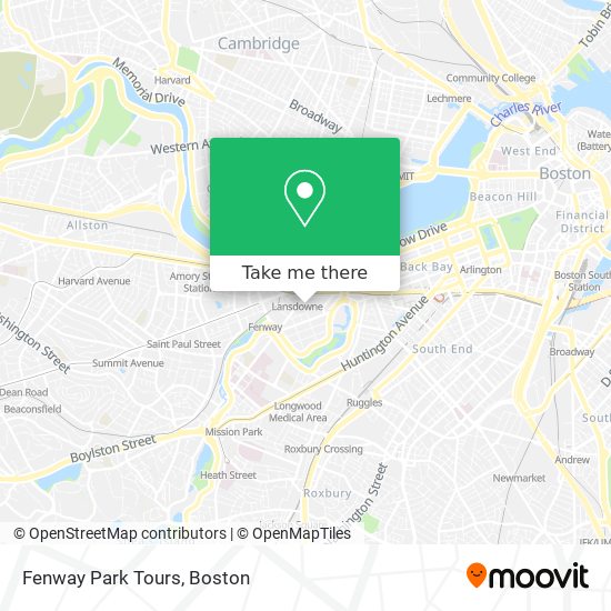 Fenway Park Tours map