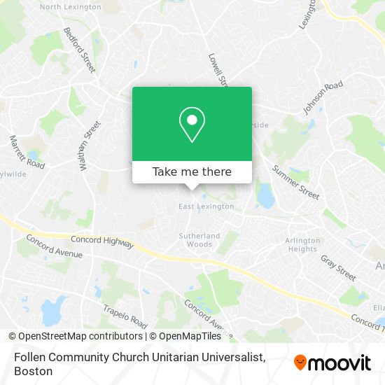 Follen Community Church Unitarian Universalist map