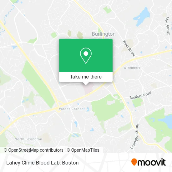 Lahey Clinic Blood Lab map