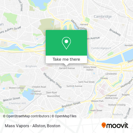 Mass Vapors - Allston map