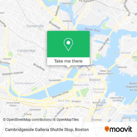 Mapa de Cambridgeside Galleria Shuttle Stop