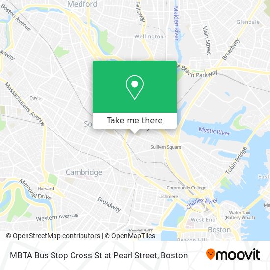 Mapa de MBTA Bus Stop Cross St at Pearl Street