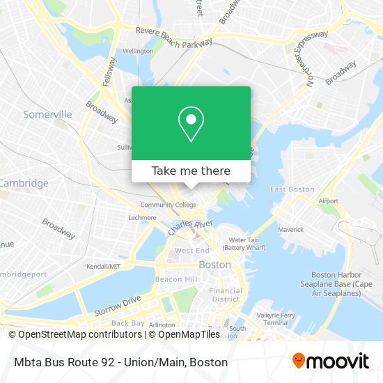 Mbta Bus Route 92 - Union/Main map