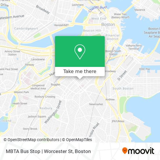 MBTA Bus Stop | Worcester St map