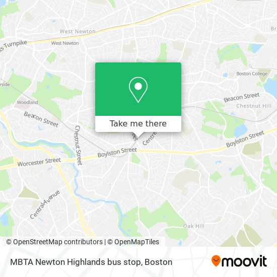 Mapa de MBTA Newton Highlands bus stop