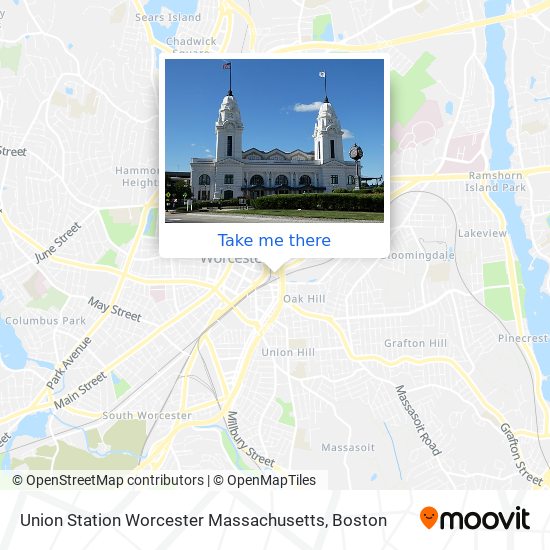Mapa de Union Station Worcester Massachusetts