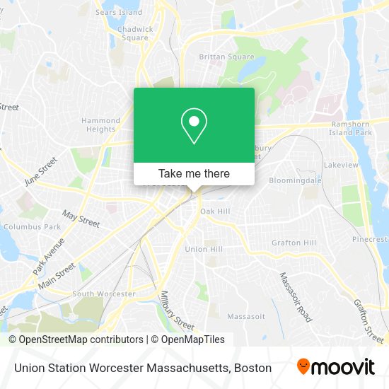 Mapa de Union Station Worcester Massachusetts