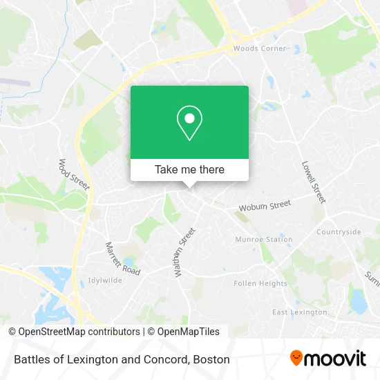 Battles of Lexington and Concord map