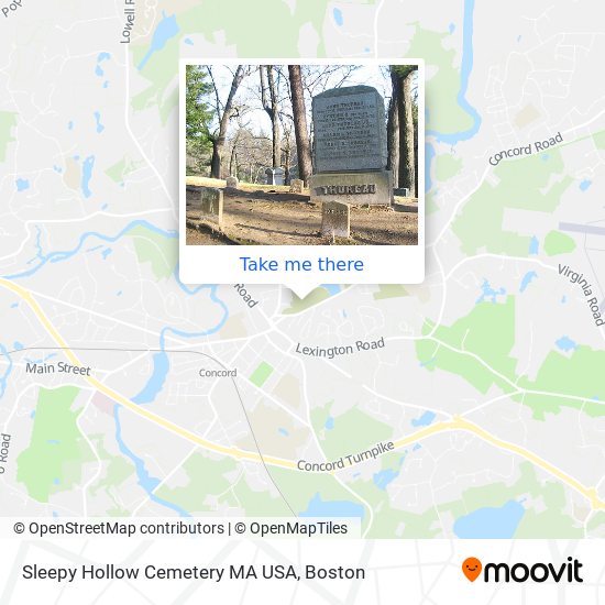 Sleepy Hollow Cemetery MA USA map