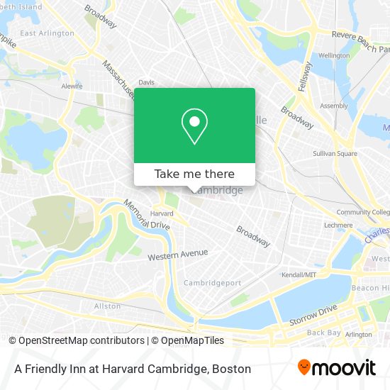 A Friendly Inn at Harvard Cambridge map