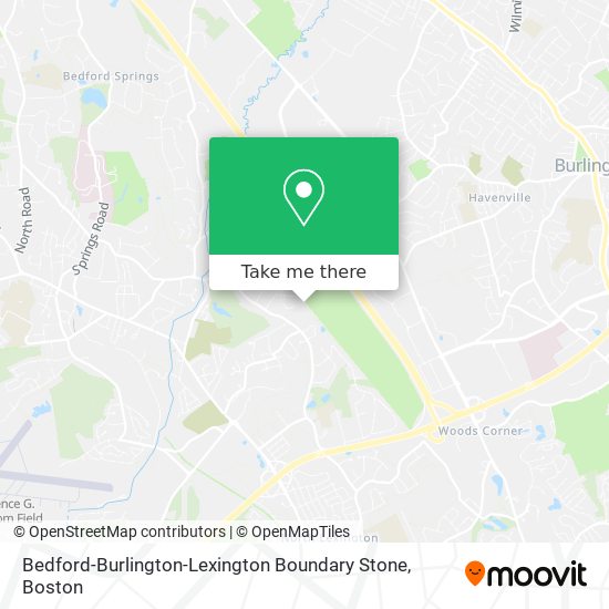 Mapa de Bedford-Burlington-Lexington Boundary Stone