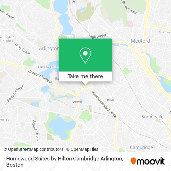 Mapa de Homewood Suites by Hilton Cambridge Arlington