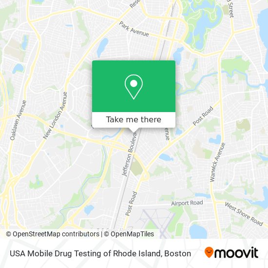 Mapa de USA Mobile Drug Testing of Rhode Island