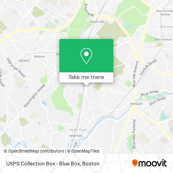 Mapa de USPS Collection Box - Blue Box