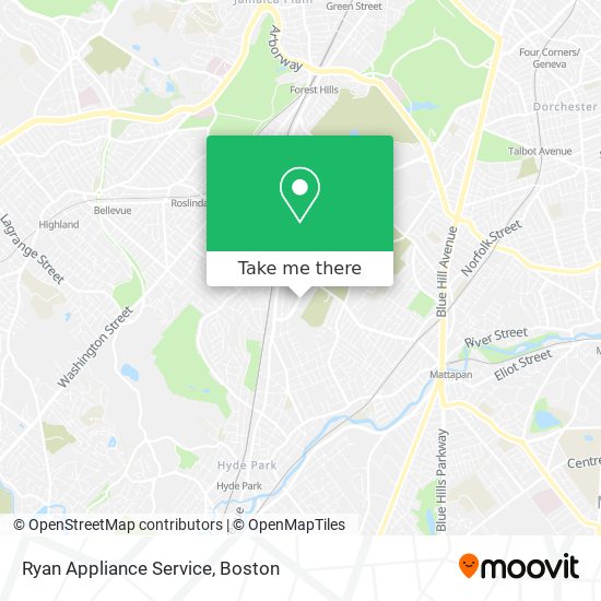 Ryan Appliance Service map