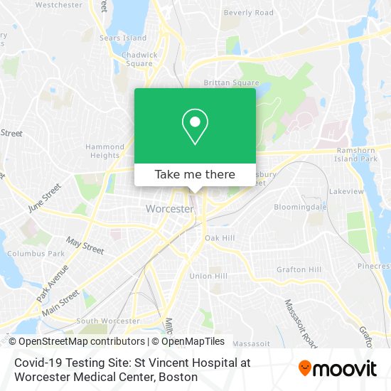 Mapa de Covid-19 Testing Site: St Vincent Hospital at Worcester Medical Center