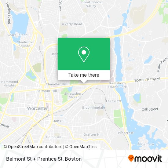 Belmont St + Prentice St map
