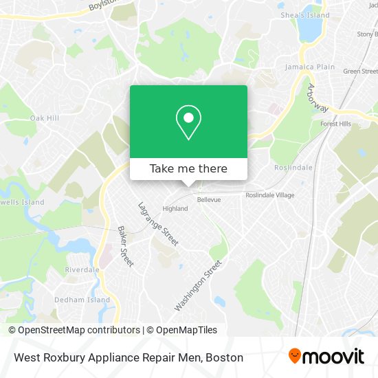 West Roxbury Appliance Repair Men map