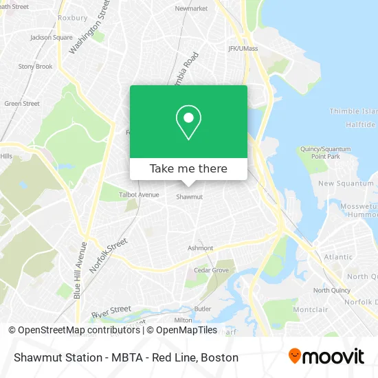 Shawmut Station - MBTA - Red Line map