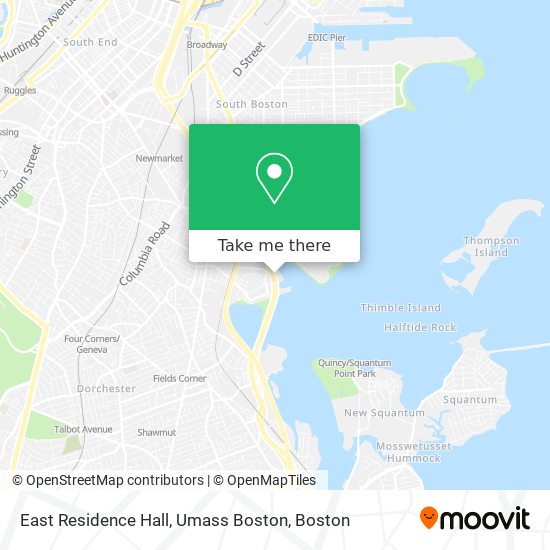 East Residence Hall, Umass Boston map