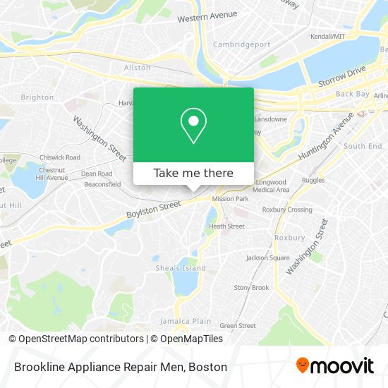 Brookline Appliance Repair Men map