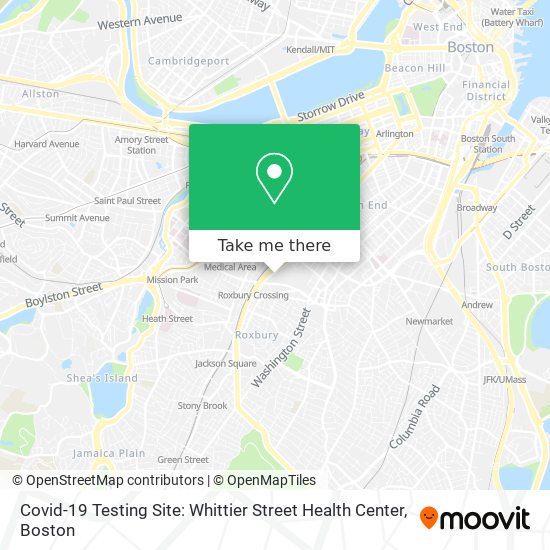 Covid-19 Testing Site: Whittier Street Health Center map